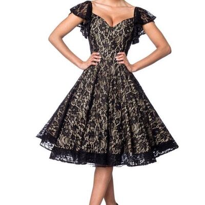 Premium Lace Dress - Black/Cream (SKU: 50200-008)