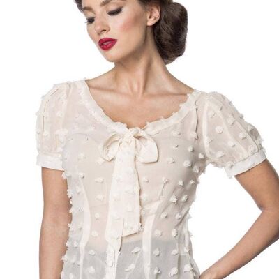 Blusa con cravatta vintage - beige (SKU: 50190-086)