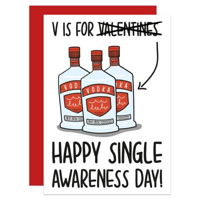 V is for Vodka Single Awareness Galentines Card