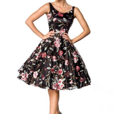 Belsira Premium Vintage Floral Dress - Noir/Rose (SKU: 50176-060)