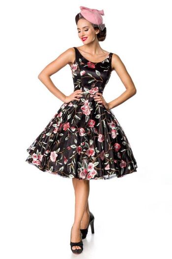 Belsira Premium Vintage Floral Dress - Noir/Rose (SKU: 50176-060) 2