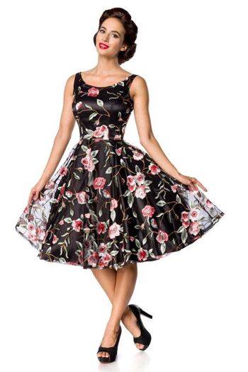 Belsira Premium Vintage Floral Dress - Noir/Rose (SKU: 50176-060) 3