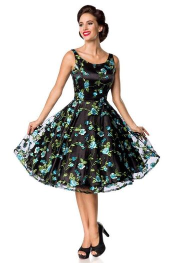 Belsira Premium Vintage Floral Dress - Noir/Bleu (SKU: 50176-022) 2