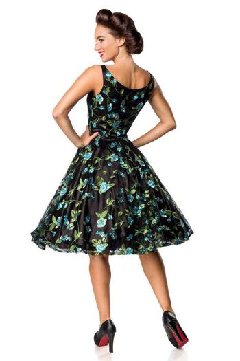 Belsira Premium Vintage Floral Dress - Noir/Bleu (SKU: 50176-022) 3