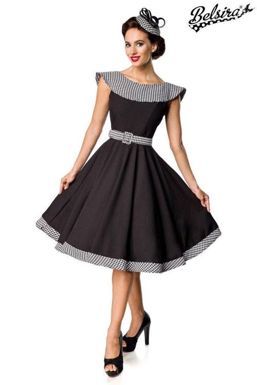 Premium Vintage Swing-Kleid - schwarz/weiß (SKU: 50173-010)
