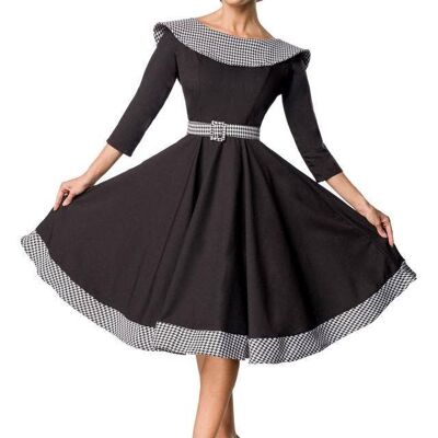 Premium Vintage Swing-Kleid - schwarz/weiß (SKU: 50172-010)