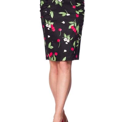 Falda Lápiz Vintage con Cinturón - Negro/Rosa/Verde (SKU: 50159-128)