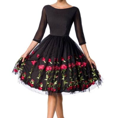 Embroidered Premium Vintage Swing Dress - Black (SKU: 50148-002)