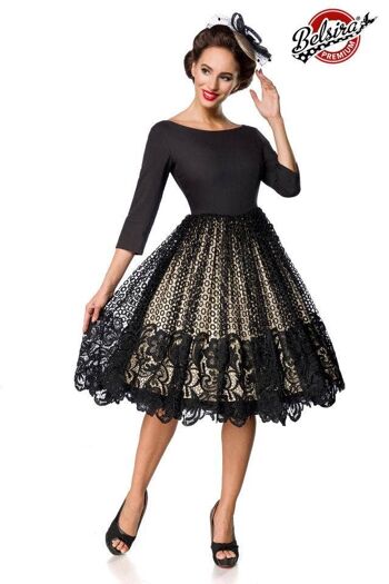 Robe trapèze en dentelle de qualité supérieure - Noir (SKU: 50147-002) 1