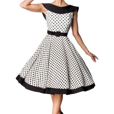 Belsira Premium Vintage Swing-Kleid - weiß/schwarz (SKU: 50124-005)