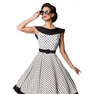 Belsira Premium Vintage Swing Dress - White/Black (SKU: 50124-005)