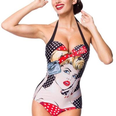 Vintage Swimsuit - Black/White/Red (SKU: 50121-119)