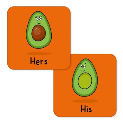 Avocado His and Hers Coaster Set