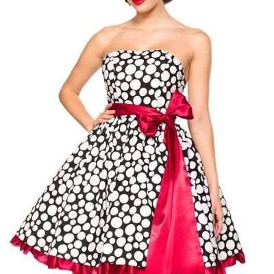SONDERPOSTEN Vintage-Bandeau-Kleid - schwarz/weiß/rot (SKU: 50090-119)