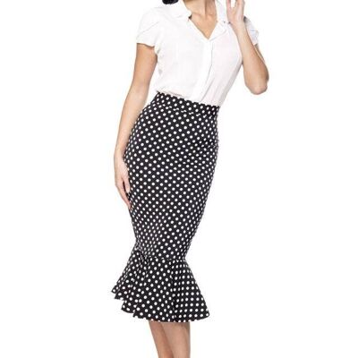 Pencil Skirt with Ruffles - Black/White (SKU: 50081-010)