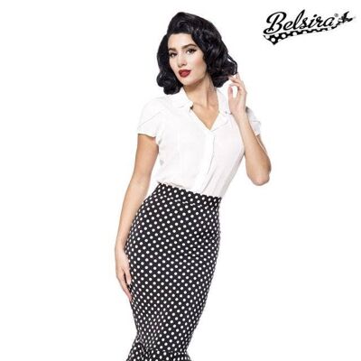 Pencil Skirt with Ruffles - Black/White (SKU: 50081-010)