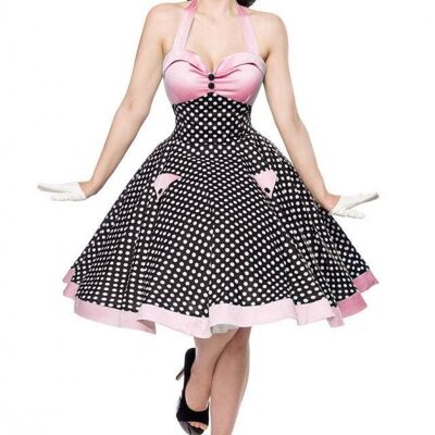 Vintage-Swing-Kleid - schwarz/weiß/rosa (SKU: 50066-141)