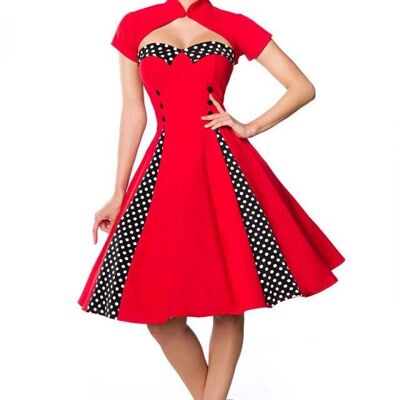 Vintage-Kleid mit Bolero - rot/schwarz/weiß (SKU: 50062-041)