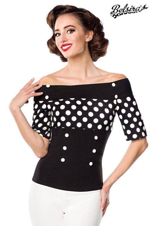 Jersey-Top - schwarz/weiß/dots (SKU: 50054-241)