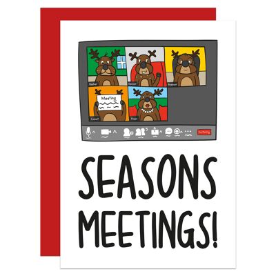 Seasons Meetings Zoom Pun Christmas A6 Card