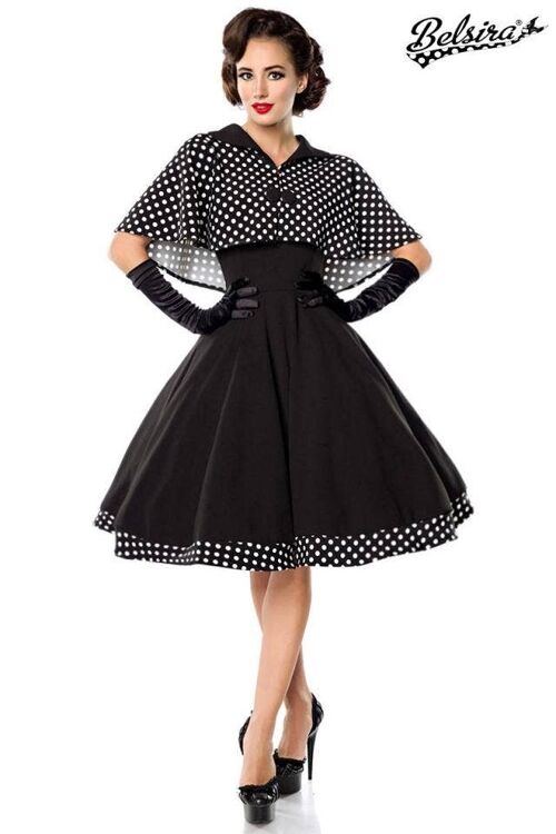 Swing-Kleid mit Cape - schwarz/weiß (SKU: 50050-010)