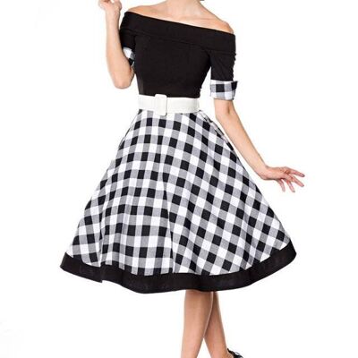 off the shoulder swing dress - black/white (SKU: 50048-010)