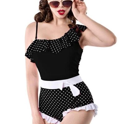 maillot de bain asymétrique - noir/blanc (SKU: 50042-010)