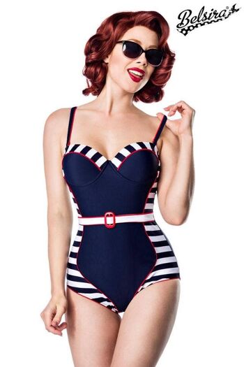 Maillot de Bain Ceinturé - Bleu/Blanc/Rouge (SKU: 50037-263) 1