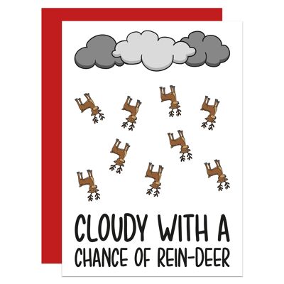 Cloudy with a Chance of Rein-Deer Pun A6 Card