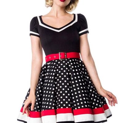 Belted Dress - Black/White/Red (SKU: 50031-119)