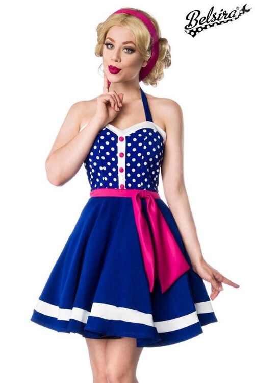 Trägerloses Kleid - blau/rosa/weiß (SKU: 50030-248)