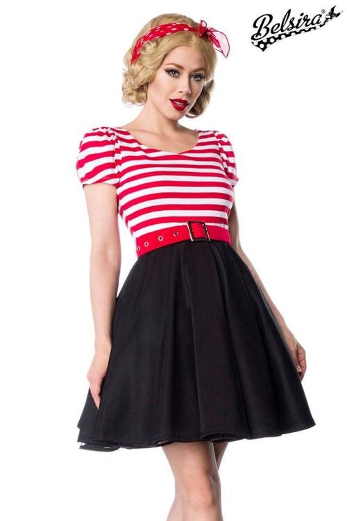 Jersey Kleid - schwarz/weiß/rot (SKU: 50025-119)