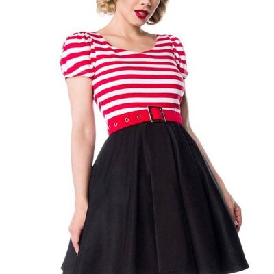 Jersey Kleid - schwarz/weiß/rot (SKU: 50025-119)
