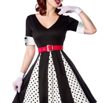 Godet Dress - White/Black/Red (SKU: 50022-090)