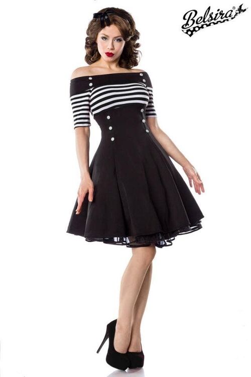 Vintage-Kleid - schwarz/weiß/stripe (SKU: 50006-242)