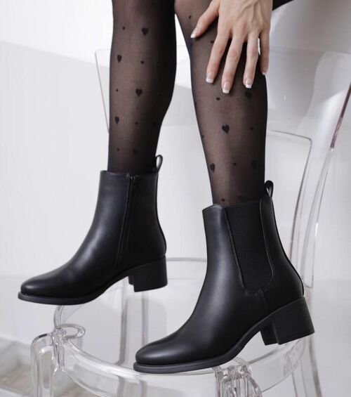 ECO-LEATHER-BLACK ANKLE BOOT