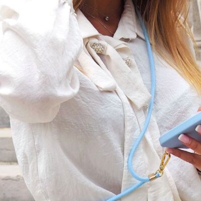 BLUE FROSTED universal cord: adaptable to any phone case, to carry your phone over the shoulder