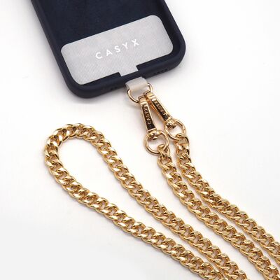 Universal GOLD CHAIN cord: adaptable to any phone case, in order to carry your phone over the shoulder