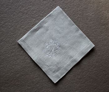 Serviette en tissu lin naturel motif "Kerbale" 40x40 cm brodé main, lot de 2 3