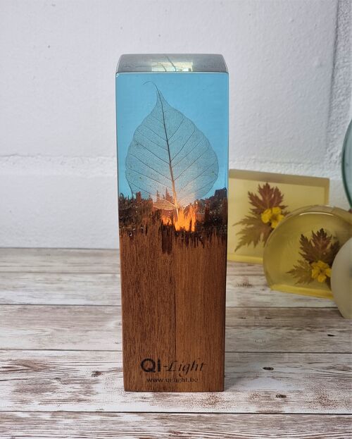 Bronze leaf, Epoxy Night Light, Flower Night Light, Epoxy Resin Art, Wood Resin, Wood Resin Lamp, Epoxy Resin Wood, Resin Nightlight, Nursery Night Light