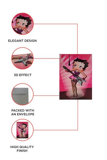 Betty Boop Rock Chick Decoupage Carte de voeux vierge (3D) 2