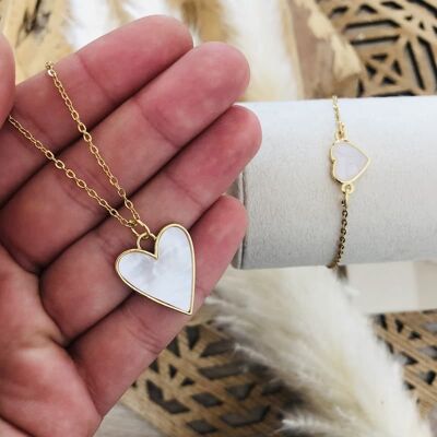 Collier Iris - Pendentif coeur en nacre