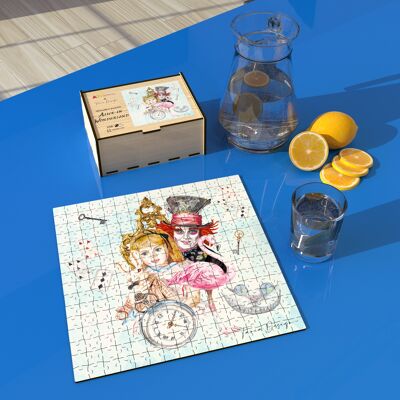 The Mad Hatter - Alice in Wonderland designer wooden puzzle in a beautiful wooden box