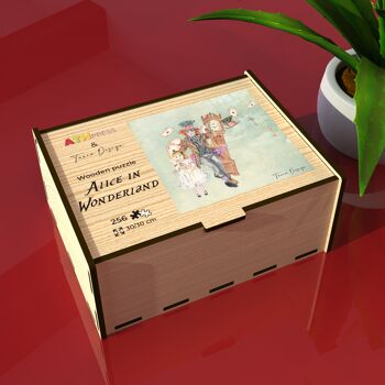 L'horloge - Puzzle en bois design Alice au pays des merveilles dans une belle boîte en bois 3