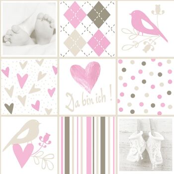 Serviette bébé en rose et blanc en Linclass® Airlaid 40 x 40 cm, 12 pièces 1
