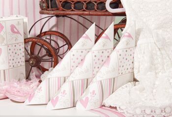 Serviette bébé en rose et blanc en Linclass® Airlaid 40 x 40 cm, 12 pièces 3