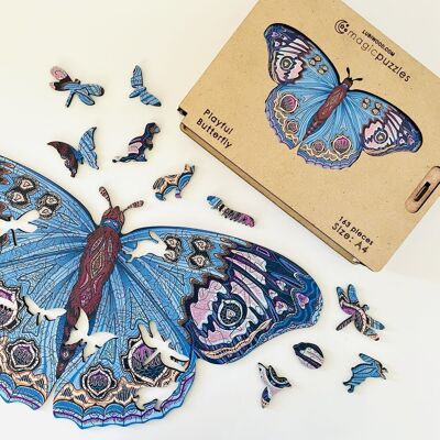 Verspieltes Schmetterlings-Puzzle A5 Premium Box