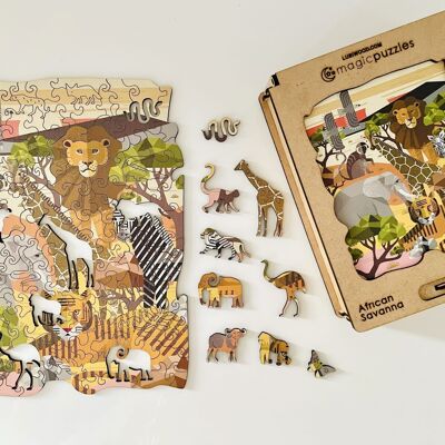 Scatola premium per puzzle di savana africana