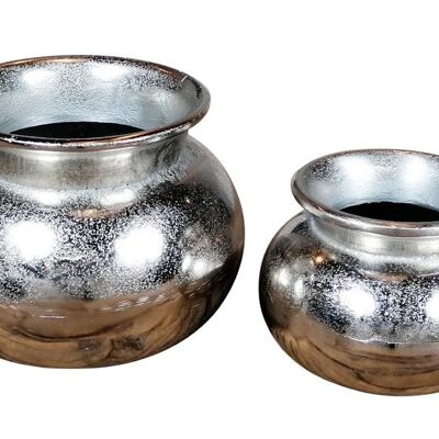 Vase set de 2 argent 16/22 cm