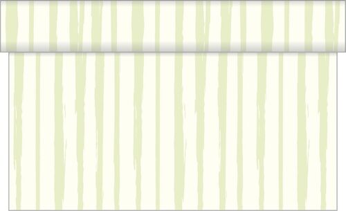 Tischläufer Hochzeits-Streifen in Champagner-Grün aus Linclass® Airlaid 40 cm x 4,80 m, 1 Stück